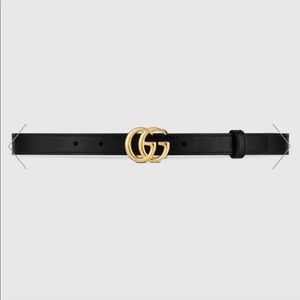 GG Marmont thin leather belt with shiny buckle - Size US 27 (36 Inches)